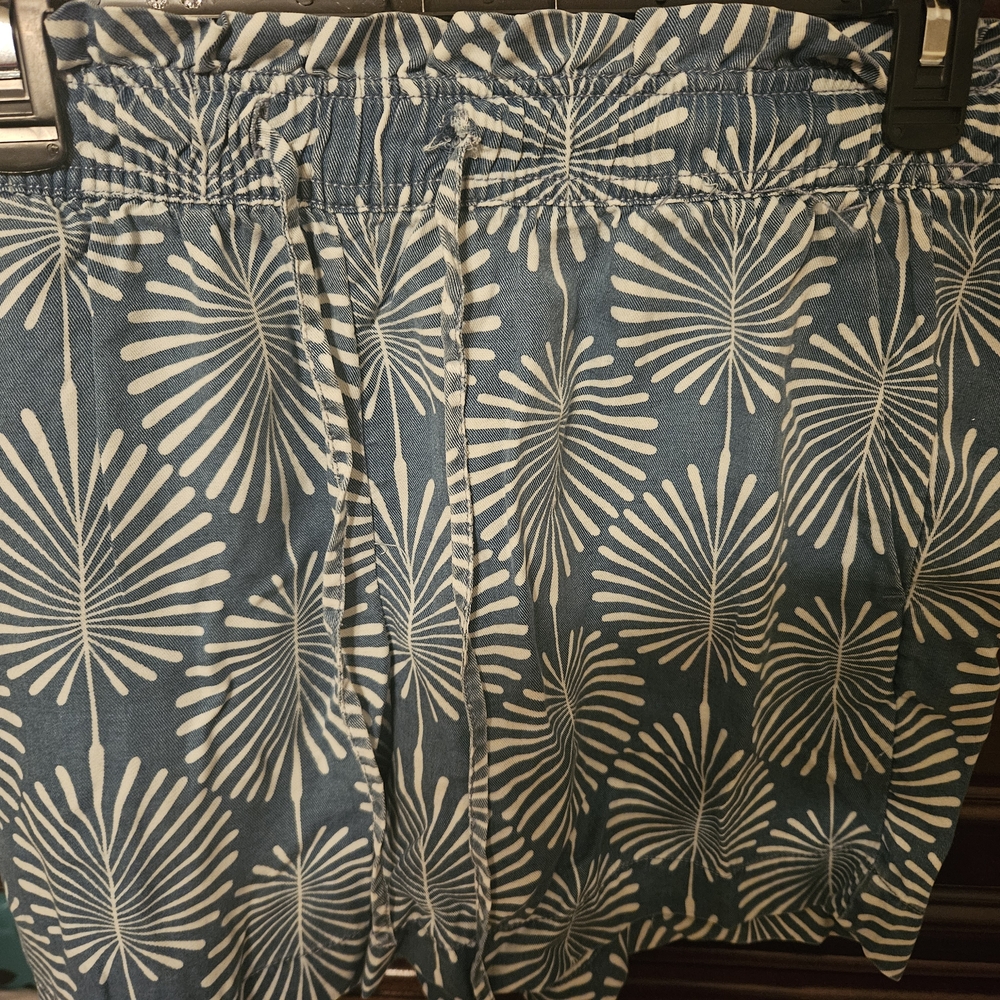 Blue and White Tropical Patterned Shorts